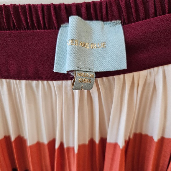 Skies are Blue long pleated red pink striped skirt- Women's Small - Picture 3 of 3